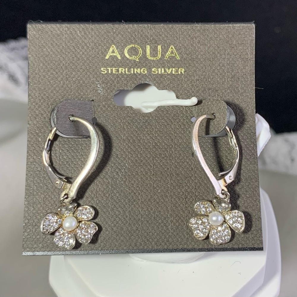 Sterling Silver Freshwater Pearl Flower Earrings
